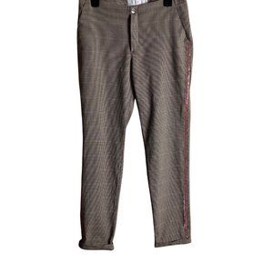 Dismero Italy Women's Houndstooth Ankle Tuxedo Cuffed Trouser Pants Size 8